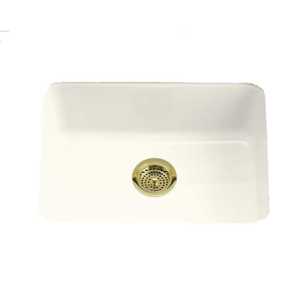 KOHLER Undermount Cast-Iron 24 in. Single Basin Kitchen Sink in Biscuit