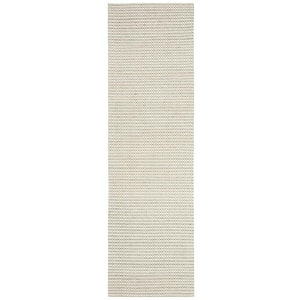 Natura Silver/Ivory 2 ft. x 10 ft. Striped Solid Color Gradient Runner Rug