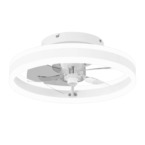 Tivleed COPY 0 COPY 0 15.75 in. Indoor Modern White LED Double Tier Light Ceiling Fan Light with Light App and Remote, Dimmable