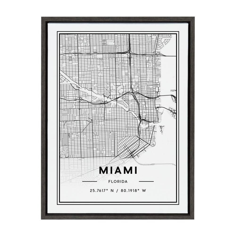 Sylvie Miami Modern Map by Jake Goossen Framed Canvas Maps Art Print 18 in. x 24 in. price history on PriceWatchPro