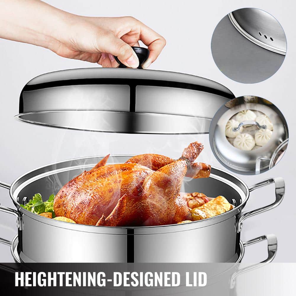 Stainless Steel 5-Tier Electric Dumpling Steamer for Gas and Induction