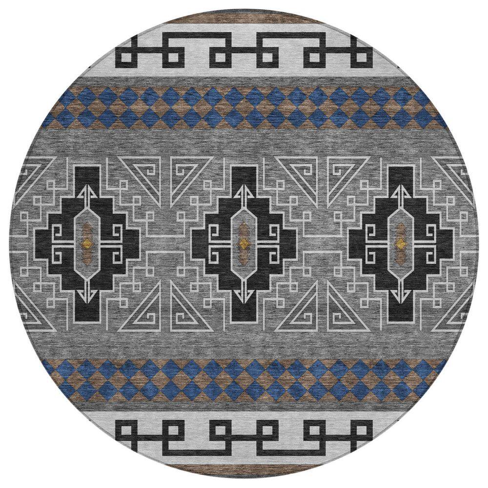 Chantille Machine Washable Indoor/Outdoor Abstract ACN2683 Black 8 ft. x 8 ft. Round Rug price history on PriceWatchPro