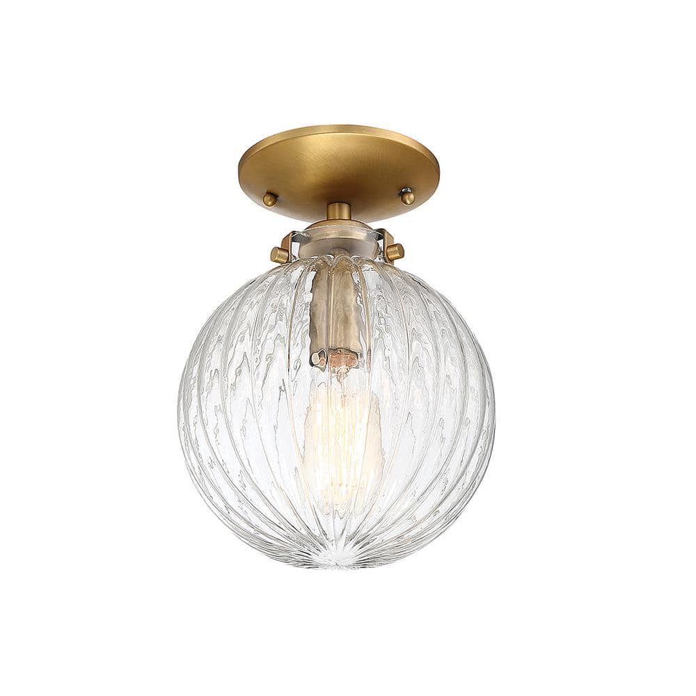Meridian 8" Globe Semi-Flush Mount in Brushed Nickel with Clear Glass