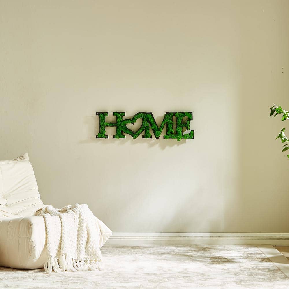 Green Eco-friendly and Romantic Moss Letter HOME Metal Wall Art Home Wall D
