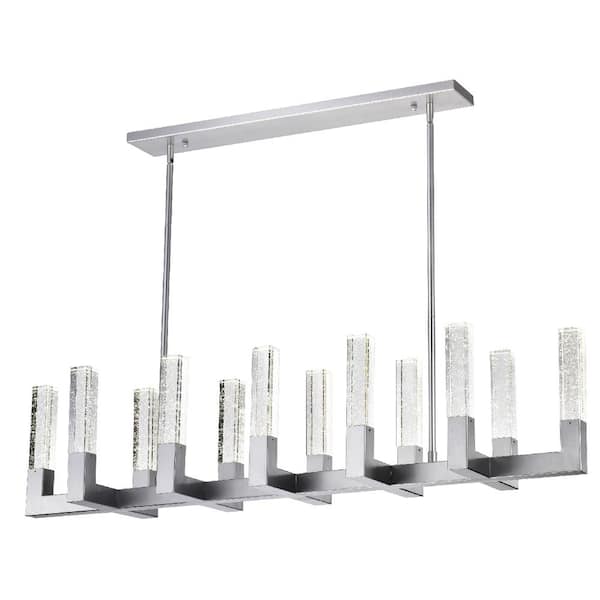 Finesse Decor Dianyi 12-Light Chrome Rectangular Crystal LED Chandelier
