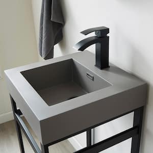 Ablitas 17.7 in. Composite Stone Single Console Bathroom Sink in Gray