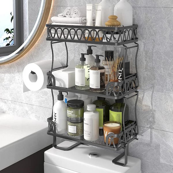 1pc Shower Caddy Adhesive Wall Mounted No Drill Bathroom Organizer For  Kitchen Bathroom Accessories, Toilet Storage Rack
