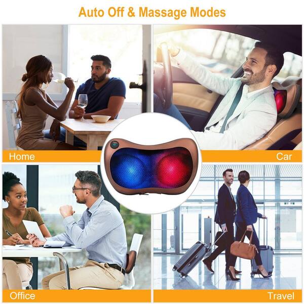 Aoibox Back Neck Massage Pillow Thermotherapy Kneading Manipulation Massager Car Massage Pillow, Brown