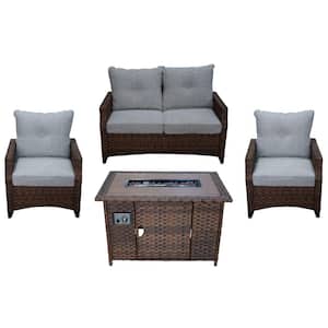 Costa Mesa 5-Piece Aluminum Patio Conversation Set with Tan Cushions