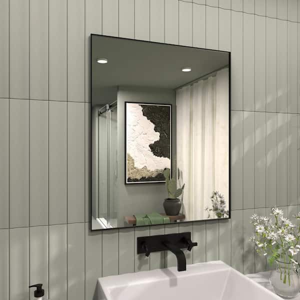 Jem 36 in. W x 30 in. H Rectangular Framed Wall Bathroom Vanity Mirror in Matte Black