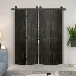 CALHOME Japanese Series 64 in. x 84 in. Hollow Core Charcoal Black