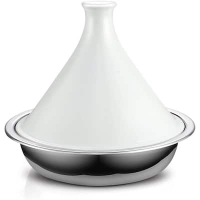 Large 14 in. Multi-Ply Clad Stainless Steel Induction Tagine Wok with Extra Glass Lid, 4.5 Quart