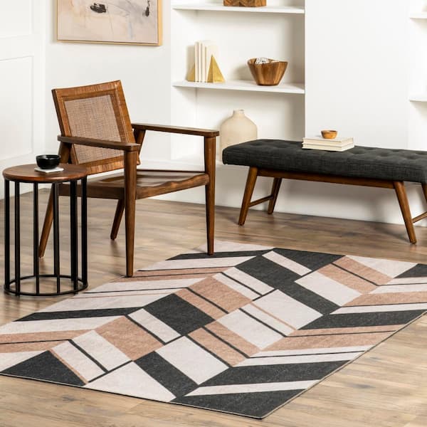 Alfa Rich 4x6 Area Rugs, Ultra-Thin Geometric Beige Brown Rug, Non-Slip  Machine Washable, Easy Clean, Pet Friendly Rugs 