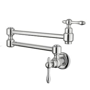 Wall Mount Kitchen Faucet Pot Filler Faucet Double-Handle in Polished Chrome