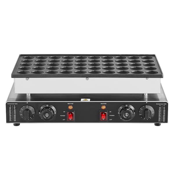 Mini Dutch Pancake Maker, 1700W 50-Waffle Silver Waffle Cone Waffle Maker, Commercial Electric Poffertjes Grill
