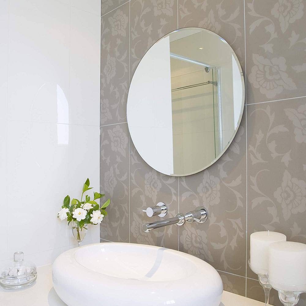 36" Round Frameless Beveled Wall Mirror