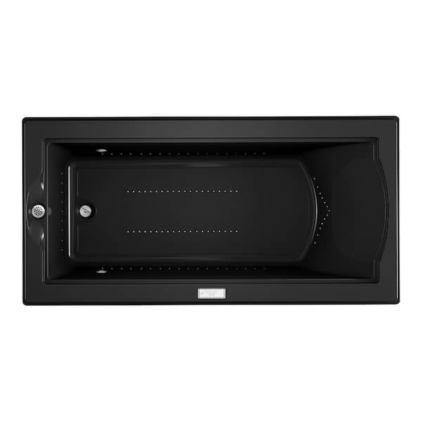 FUZION PURE AIR 70.7 in. x 35.4 in. Rectangular Air Bath Bathtub with Left Drain in Black