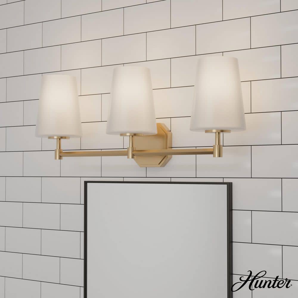 Nolita 24.5 in. 3-Light Alturas Gold Vanity Light with Cased White Glass Shades price history on PriceWatchPro