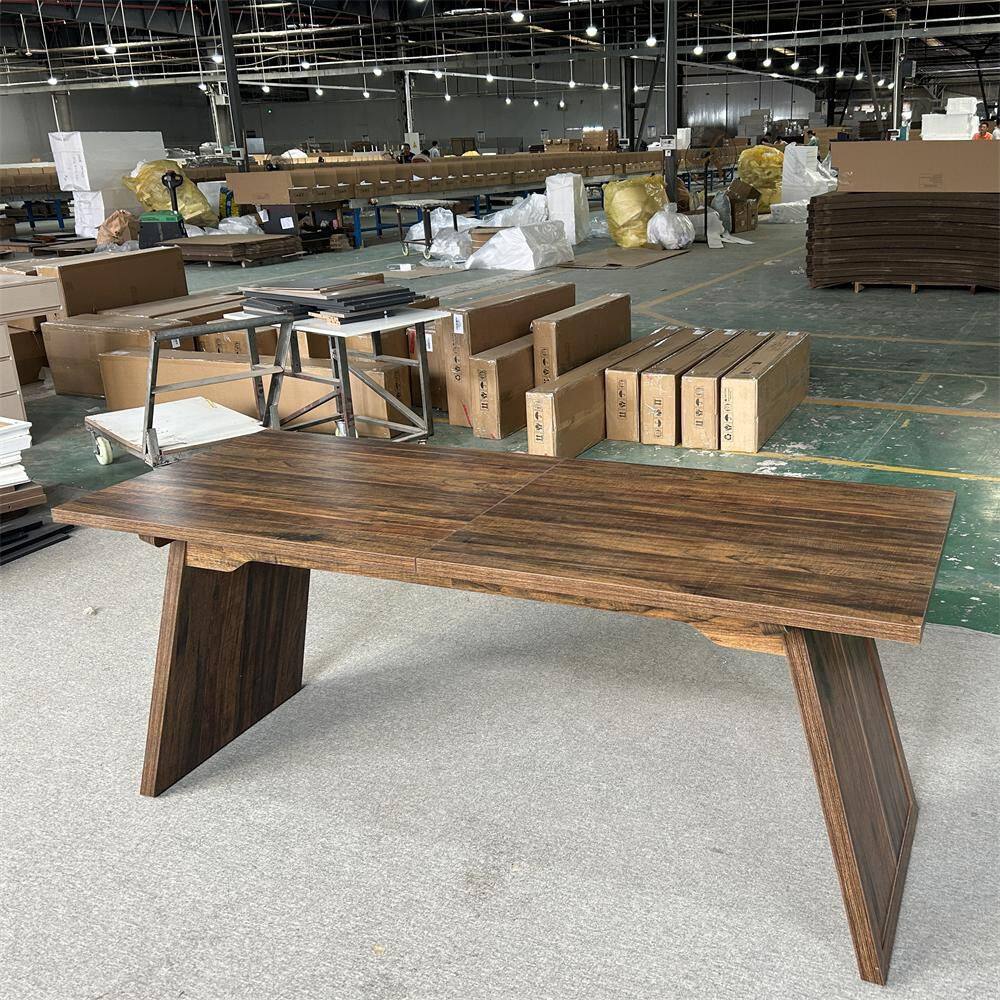 Halseey 71 in. Rectangle Rustic Brown Engineered Wood Executive Office Desk, Large Computer Desk Study Writing Table