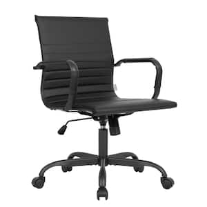 Harris Leather Desk Swivel Armrests Modern Adjustable Executive Conference Chair for Office and Home in Black