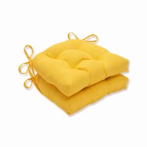 Solid 17.5 in. x 17 in. Outdoor Dining Chair Cushion in Yellow (Set of 2)