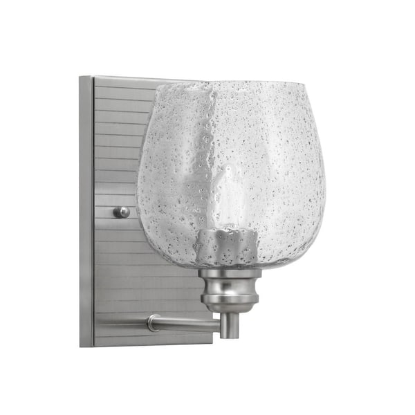 Unbranded Albany 1-Light Brushed Nickel 6 in. Wall Sconce with Smoke Bubble Glass Shade