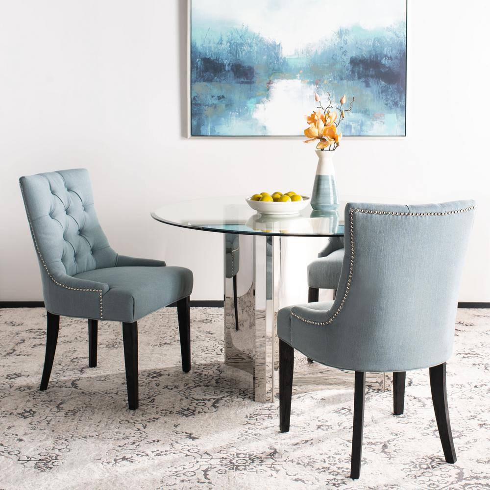 Elegant Sky Blue Linen Upholstered Parsons Side Chair