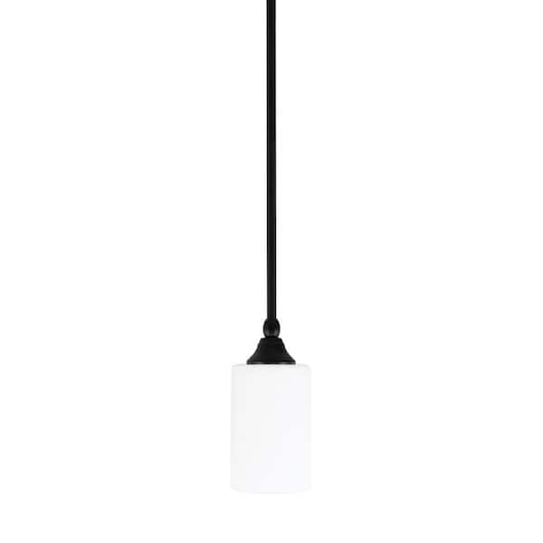 Unbranded Sparta 100-Watt 1-Light Matte Black Shaded Pendant Light Mini Pendant with White Muslin Glass, No Bulb included