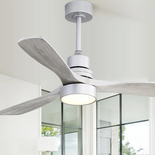 52 in. Integrated LED Indoor/Outdoor Silver Ceiling Fan with Light Kit and Remote Control