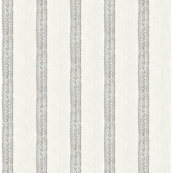 Chesapeake Mandevilla Aqua Blue Vine Stripe Wallpaper