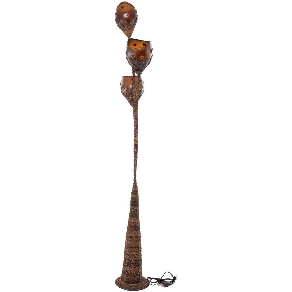 Bronze Iron Conical Floor Lamp with Rhinestone Embellishments