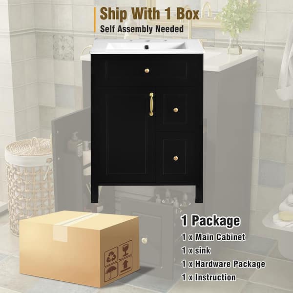 Qidian 24 in. W x 18. 4 in. D x 33. 8 in. H in Single Sink