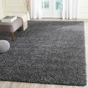 California Shag Dark Gray 9 ft. x 12 ft. Solid Area Rug