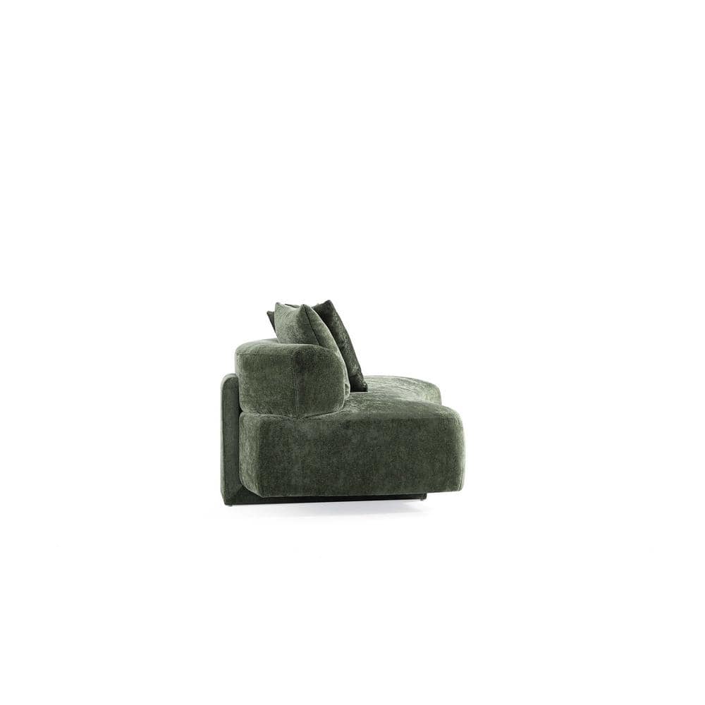 Olive Green Chenille Upholstered 2-Piece Sofa Set