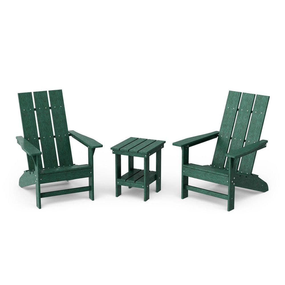 Freedom Turf Green HDPE Plastic Modern Outdoor Adirondack Chair with Side Table (2-Pack) price history on PriceWatchPro