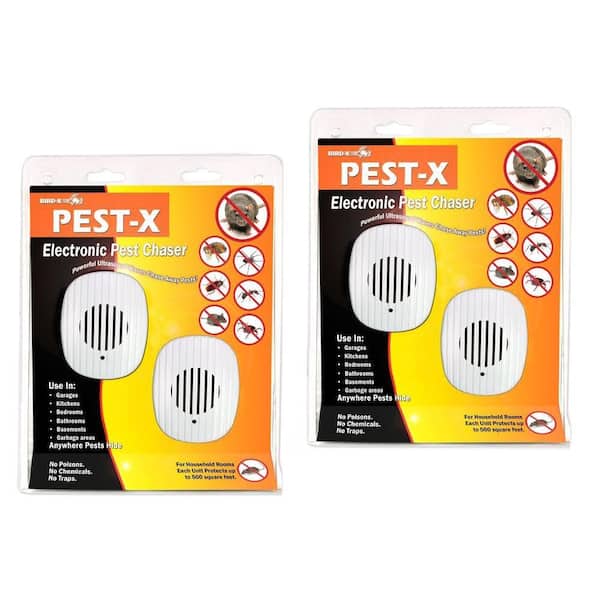 Bird-X Pest-X Ultrasonic Electronic Pest Repeller 4-Pack Rodents Rats Mice Insects Ants Spider Fleas Ticks Cockroach Mouse