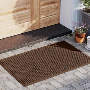 Waterhog Squares 18 in. x 27 in. PET Polyester Indoor Outdoor Door Mat Dark Brown