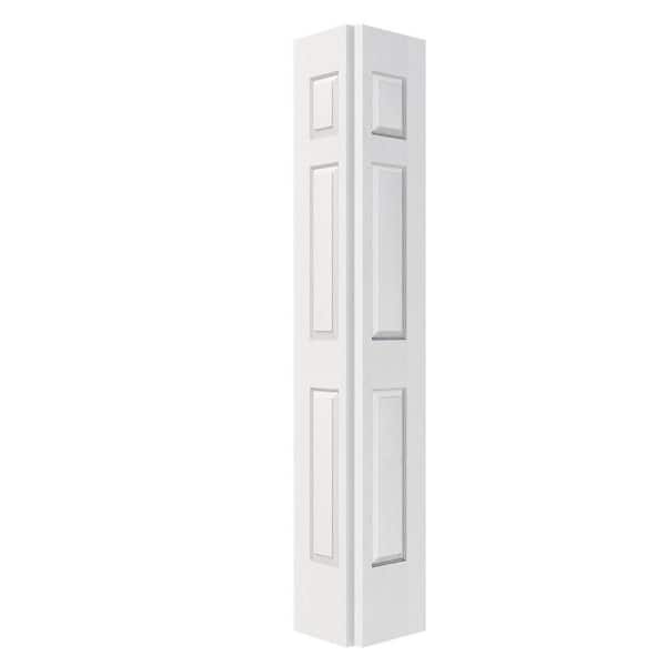 28 in x 80 in 6 Panel, Textured, MDF, White, Hollow Core, Composite, DIY Painted Bi-fold Door with Hardware Kits