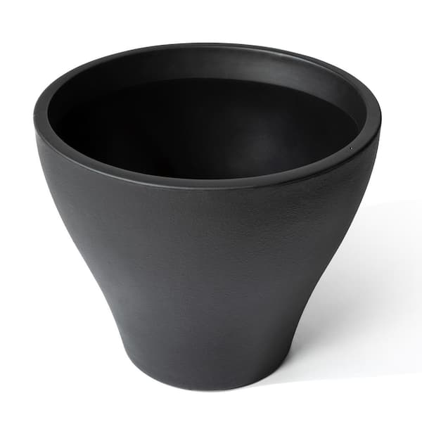 Fernway Large 24 in. H x 20 in. W Black Onyx Resin Round Indoor/Outdoor Planter