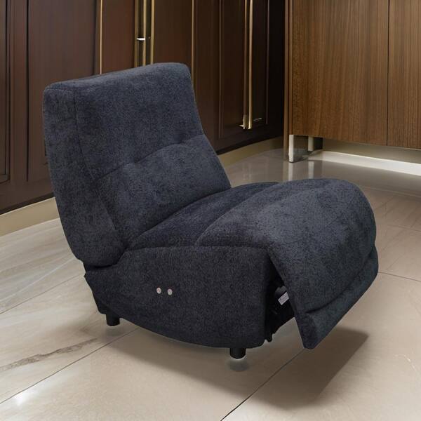Benjara Modern Gray Small Power Electric Recliner with Black Finish