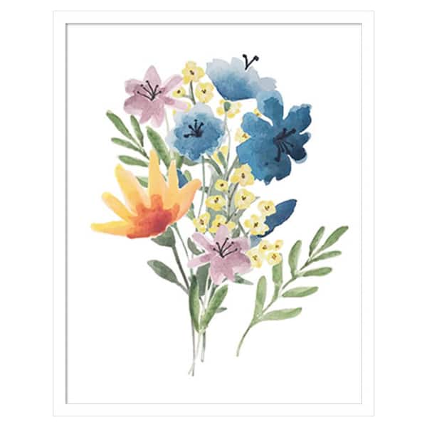 Amanti Art Flower Burst I by Hartworks 20 in. W x 25 in. H. Wood Framed Wall Art Print Framed in White