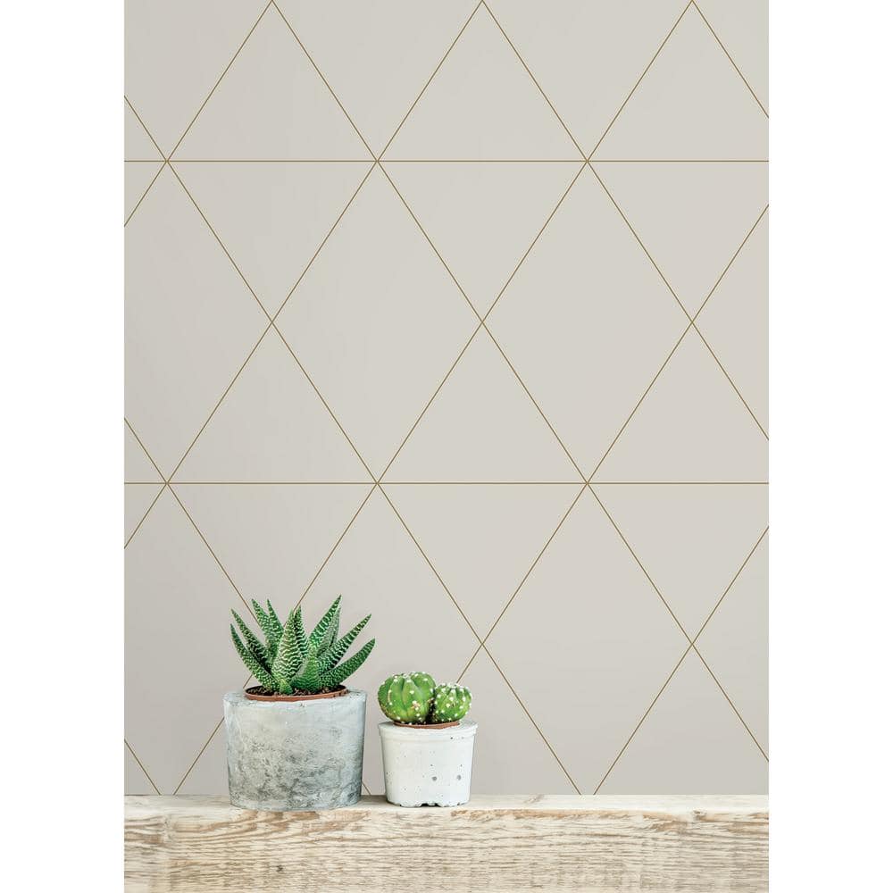 Grey and Gold Geometric Self-Adhesive Vinyl Wallpaper Roll