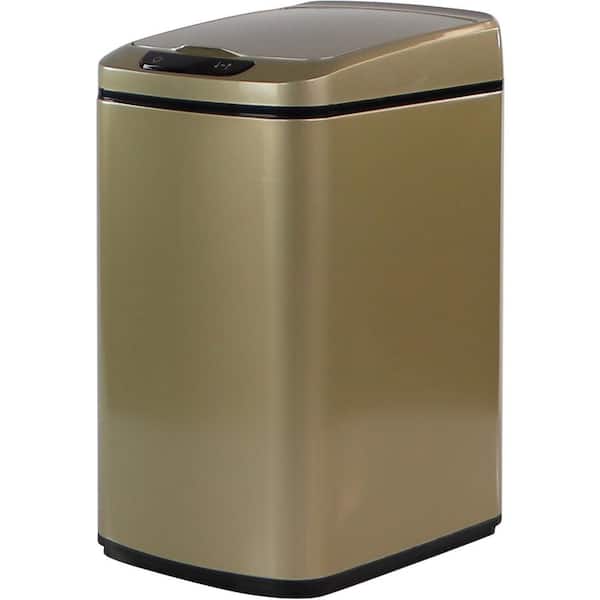 happimess 3.2-Gallons Rose Gold Steel Kitchen Trash Can with Lid