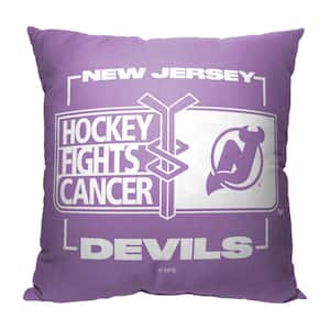 Hockey Fights Cancer Fight For Devils Printed Throw Pillow