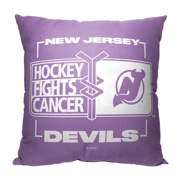 THE NORTHWEST GROUP Hockey Fights Cancer Fight For Devils Printed Throw Pillow