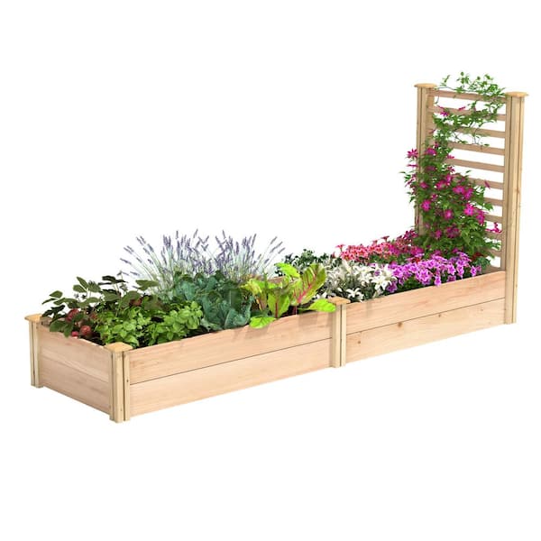 Miracle-Gro 96 in. L x 24 in. W x 11 in. H Cedar Raised Garden Bed with Trellis