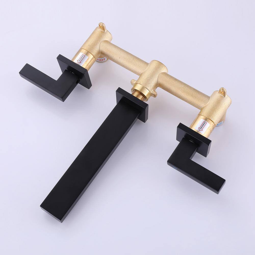 Matte Black Two-Handle Wall-Mount Bathroom Faucet