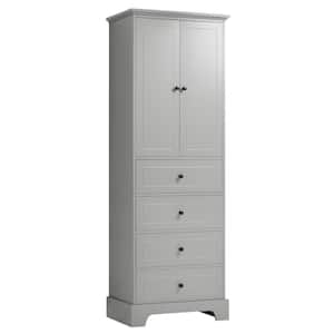 Gray 68.10 in. Accent Storage Cabinet with Doors, 4 Drawers and Adjustable Shelves