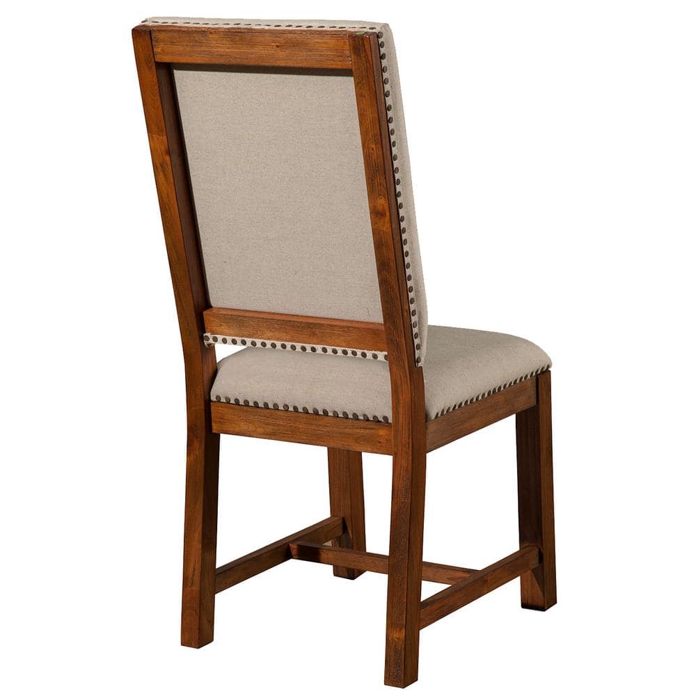 White Upholstered Mahogany Wood Transitional Side Chair