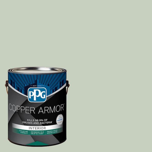 COPPER ARMOR 1 gal. PPG1124-3 Frosty Pine Eggshell Antiviral and Antibacterial Interior Paint with Primer